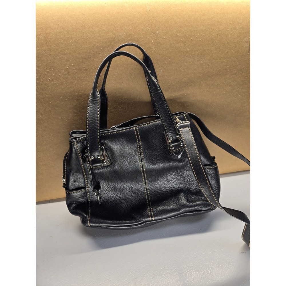 Vintage Fossil Black Leather Handbag Purse Shoulder ZB9962